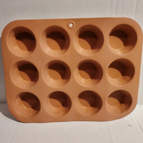 Vintage Chilton 12 Part Muffin Cupcake Pan #24 Orange Top Metal Pan Some Flaws - Picture 1 of 7